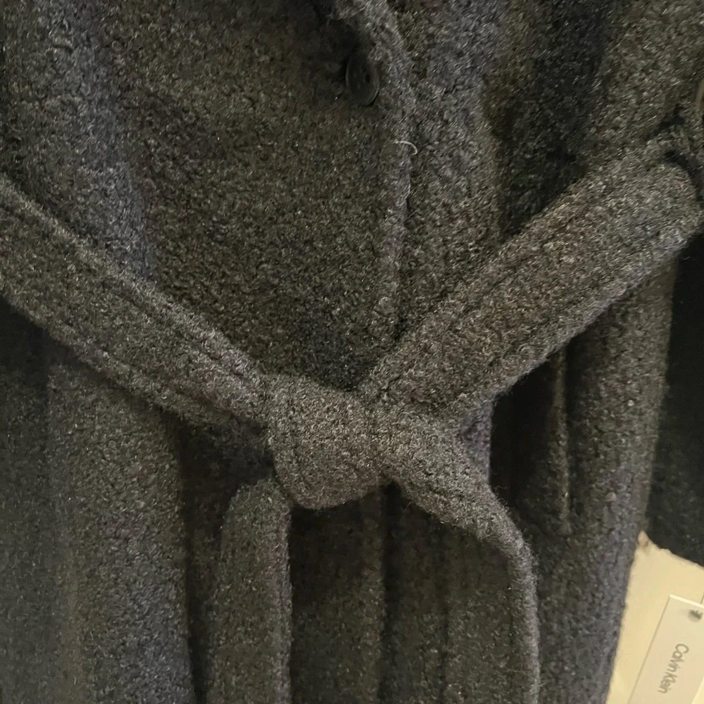 Calvin Klein Women’s Black Long Coat XL Pea Coat Classic Winter Outerwear